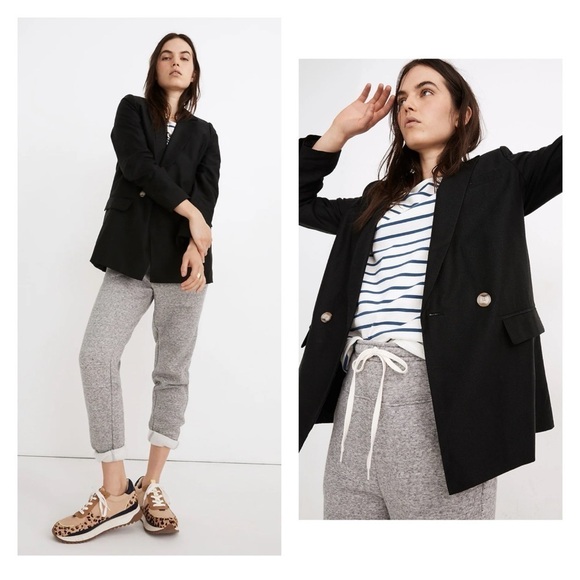MADEWELL Caldwell Double Breasted Blazer Two Button Black XXL NWT Oversized - Picture 1 of 7